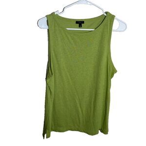 Talbots Tank Top Women's Petite Large Green Round Neck Sleeveless Casual